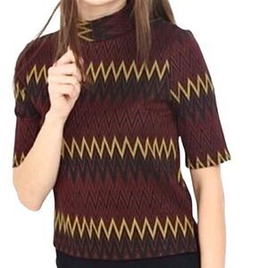 Zara Crop Chevron Print Mock Neck Top